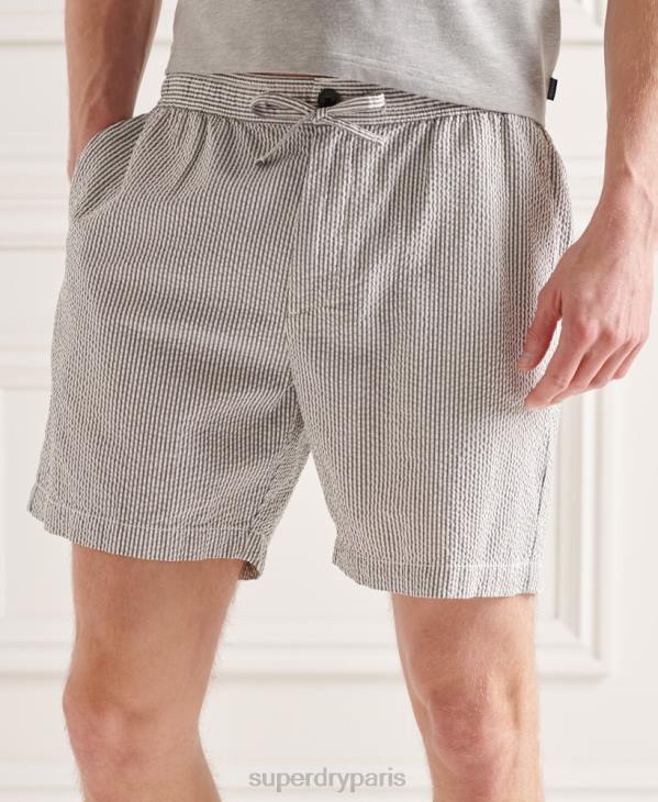 Superdry Hommes short en seersucker à cordon de serrage D64Z6438 vêtements gris