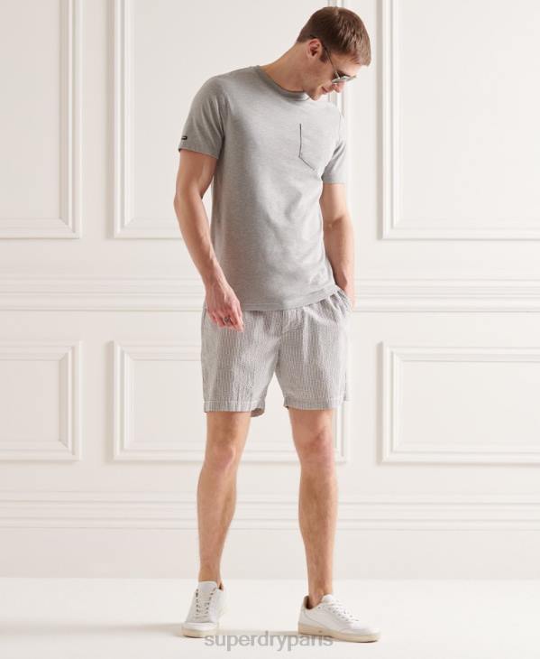 Superdry Hommes short en seersucker à cordon de serrage D64Z6438 vêtements gris