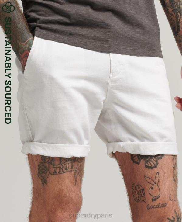 Superdry Hommes short à revers en lin studios en coton biologique D64Z373 vêtements blanc