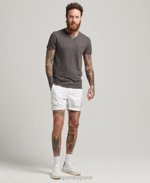 Superdry Hommes short à revers en lin studios en coton biologique D64Z373 vêtements blanc