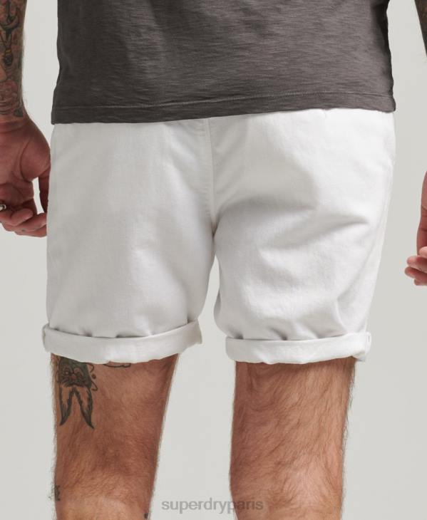 Superdry Hommes short à revers en lin studios en coton biologique D64Z373 vêtements blanc