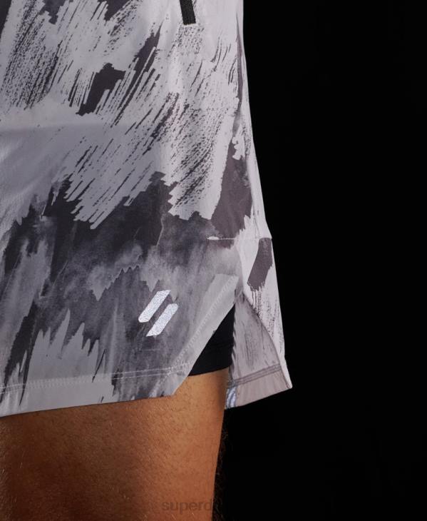 Superdry Hommes short superposé run premium D64Z5384 vêtements gris