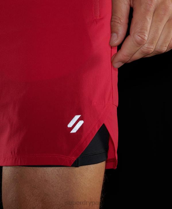 Superdry Hommes short superposé run premium D64Z5406 vêtements rouge