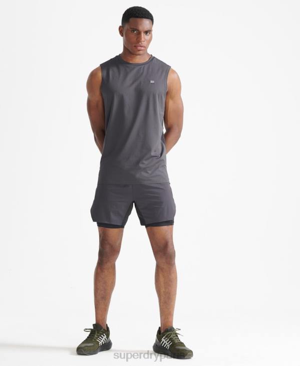 Superdry Hommes train short superposé premium D64Z356 vêtements gris foncé