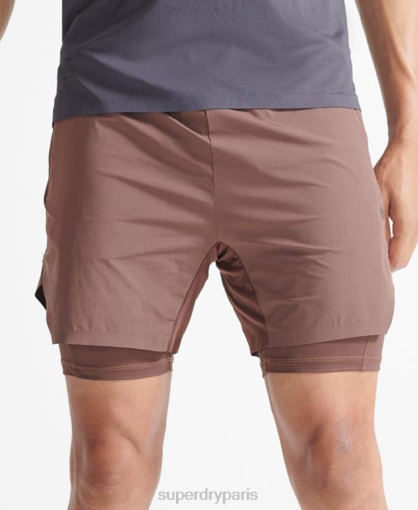Superdry Hommes train short superposé premium D64Z5377 vêtements brun