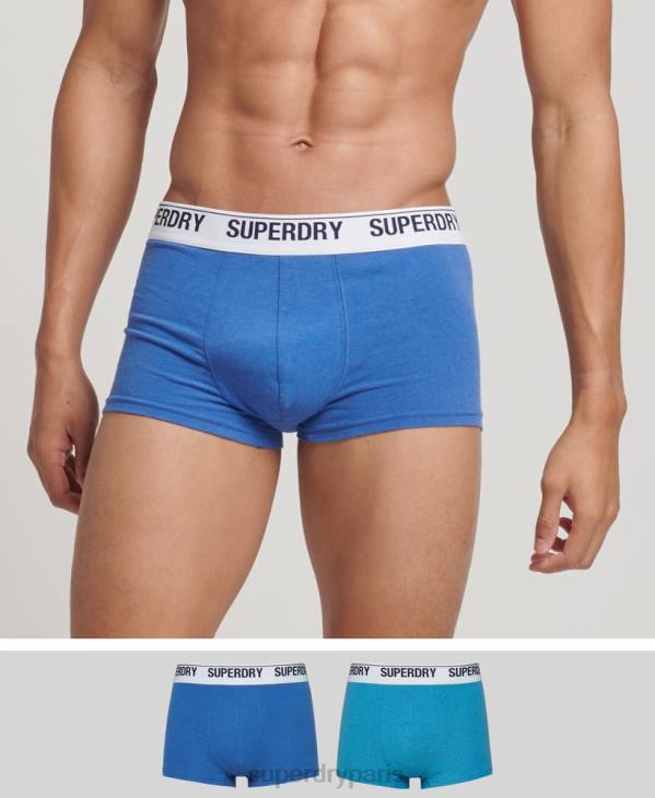 Superdry Hommes Lot de 2 boxers en coton bio multi D64Z1734 vêtements bleu