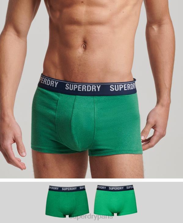 Superdry Hommes Lot de 2 boxers en coton bio multi D64Z1779 vêtements vert