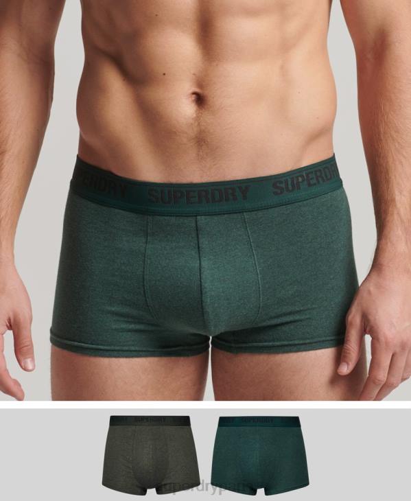 Superdry Hommes Lot de 2 boxers en coton bio multi D64Z1781 vêtements vert