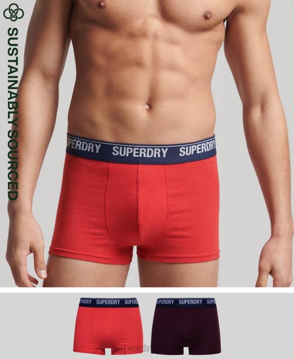 Superdry Hommes Lot de 2 boxers en coton bio multi D64Z1867 vêtements rouge