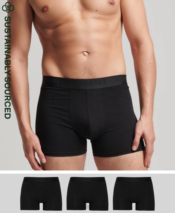 Superdry Hommes boxer coton bio multi triple pack D64Z1599 vêtements noir