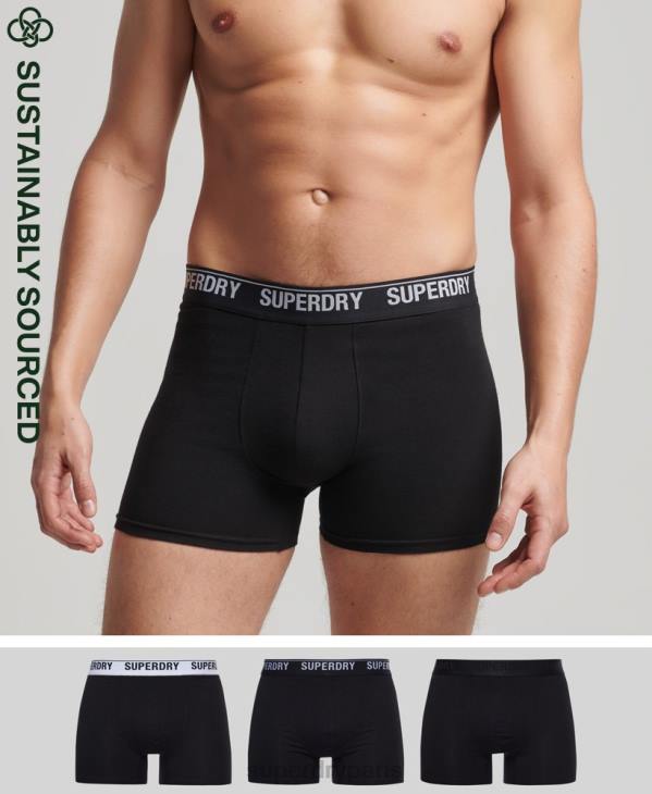Superdry Hommes boxer coton bio multi triple pack D64Z1613 vêtements noir