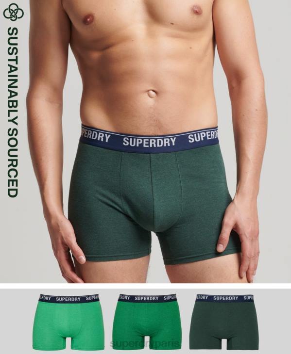 Superdry Hommes boxer coton bio multi triple pack D64Z1628 vêtements vert