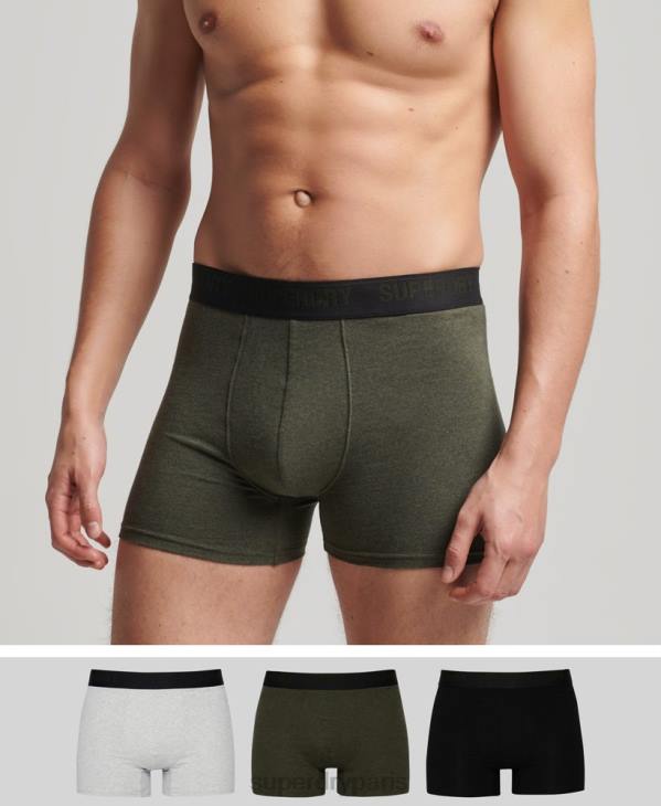 Superdry Hommes boxer coton bio multi triple pack D64Z1831 vêtements noir