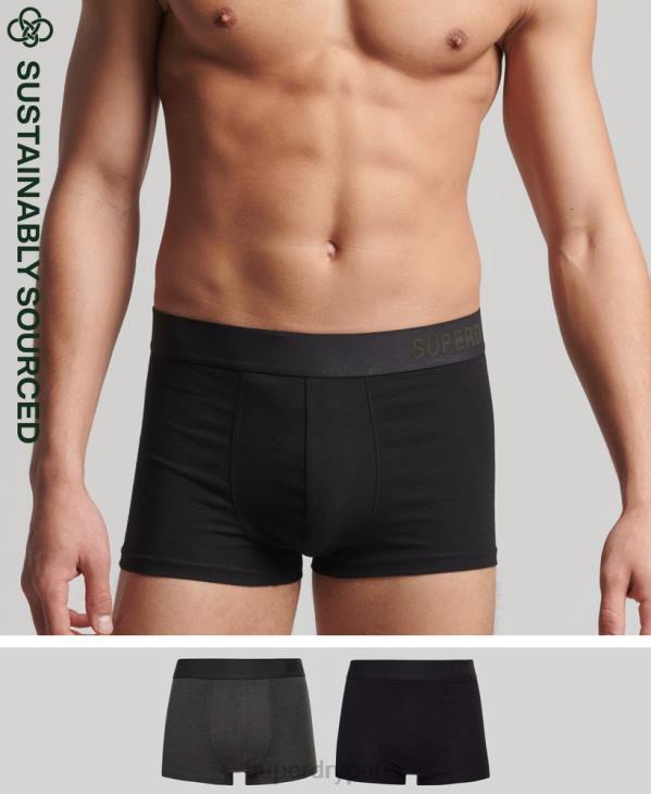 Superdry Hommes boxer en coton bio offset double pack D64Z1845 vêtements noir