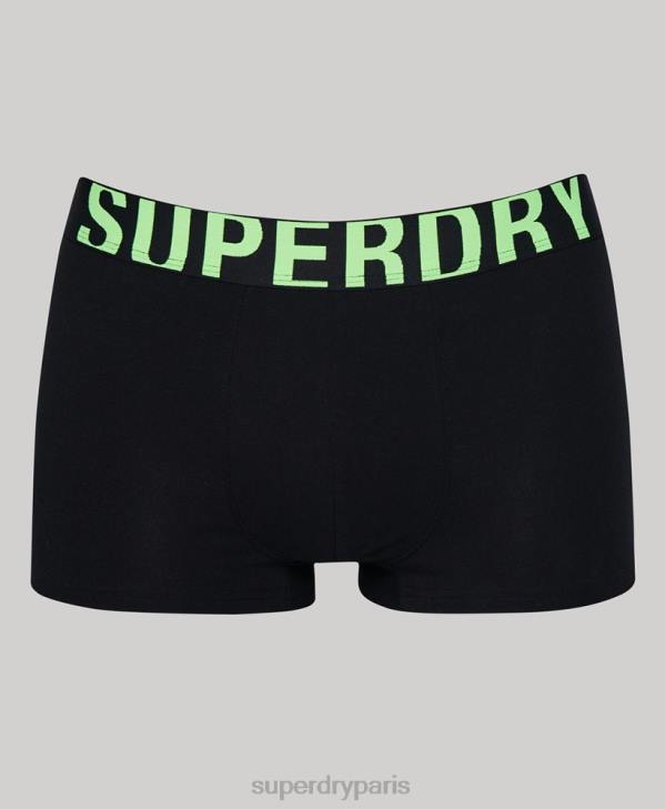 Superdry Hommes lot de deux boxer logo en coton bio D64Z1742 vêtements noir