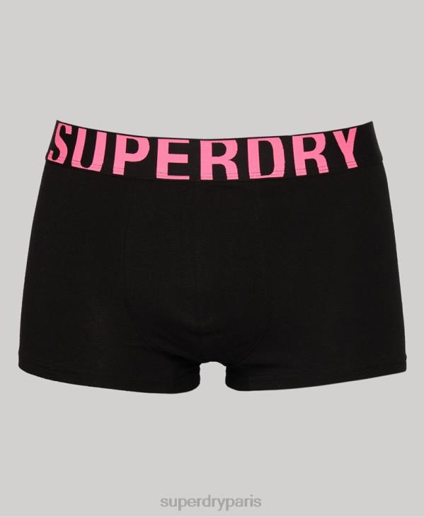 Superdry Hommes lot de deux boxer logo en coton bio D64Z1742 vêtements noir