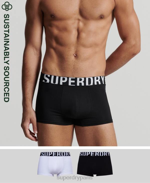 Superdry Hommes lot de deux boxer logo en coton bio D64Z1780 vêtements noir