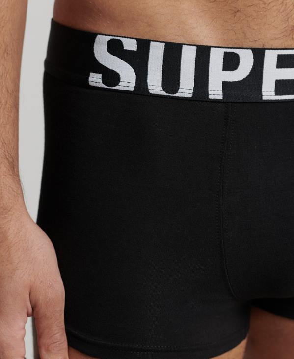 Superdry Hommes lot de deux boxer logo en coton bio D64Z1780 vêtements noir