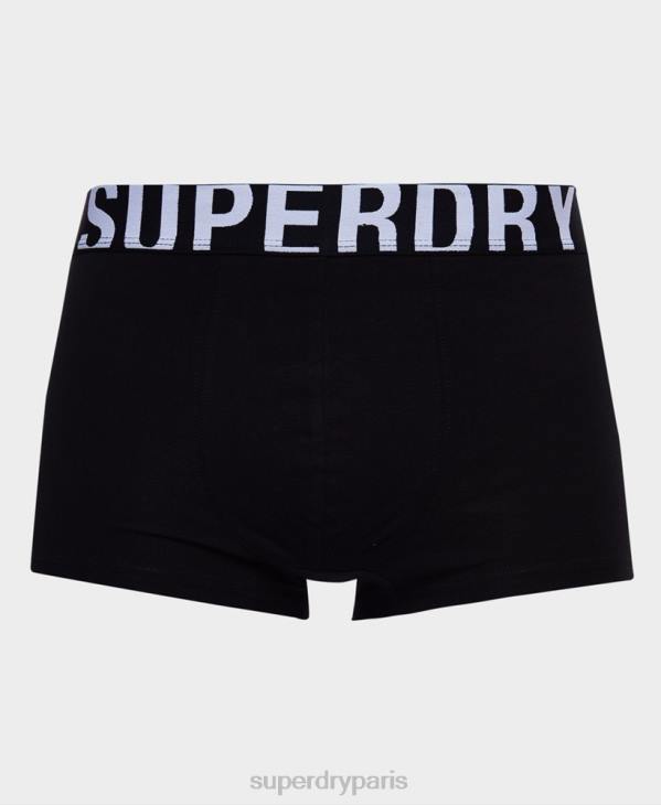 Superdry Hommes lot de deux boxer logo en coton bio D64Z1780 vêtements noir