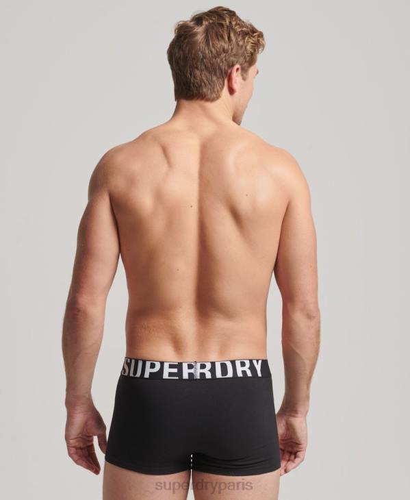 Superdry Hommes lot de deux boxer logo en coton bio D64Z1795 vêtements noir