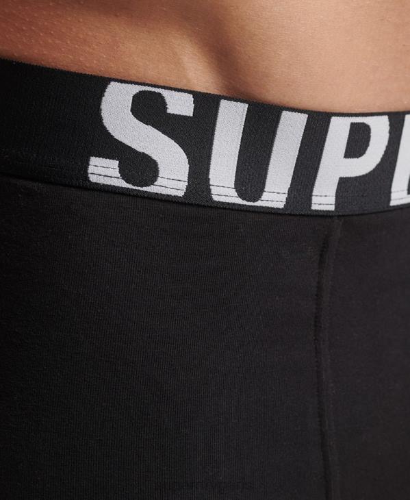 Superdry Hommes lot de deux boxer logo en coton bio D64Z1795 vêtements noir