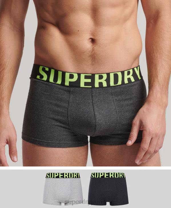 Superdry Hommes lot de deux boxer logo en coton bio D64Z1796 vêtements gris