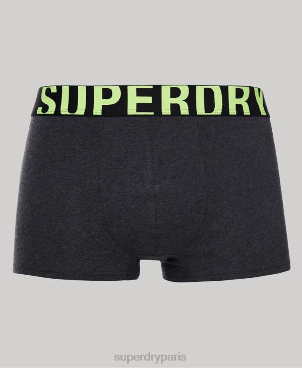 Superdry Hommes lot de deux boxer logo en coton bio D64Z1796 vêtements gris