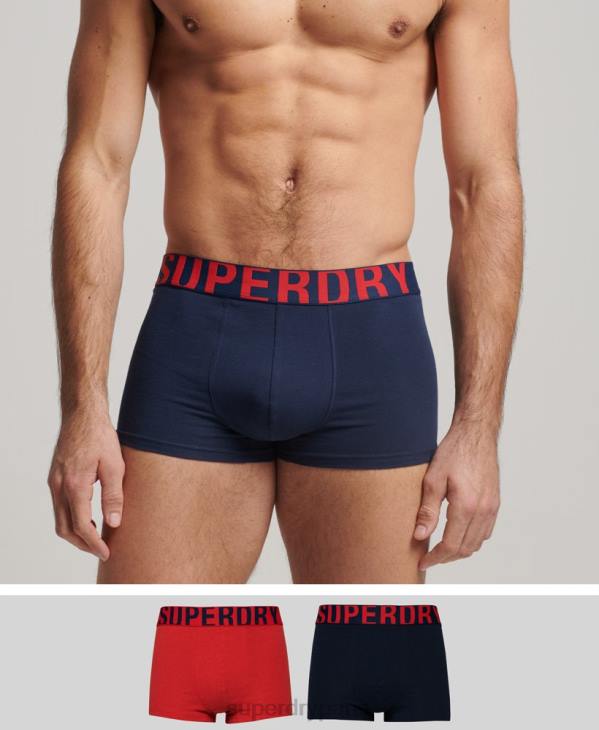 Superdry Hommes lot de deux boxer logo en coton bio D64Z1797 vêtements marine