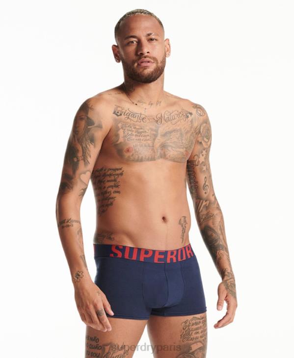 Superdry Hommes lot de deux boxer logo en coton bio D64Z1797 vêtements marine