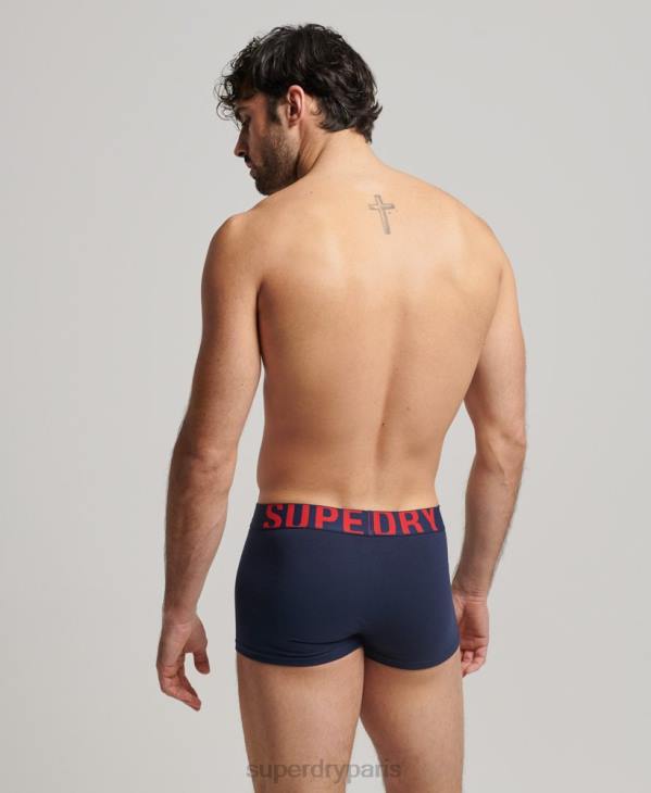 Superdry Hommes lot de deux boxer logo en coton bio D64Z1797 vêtements marine