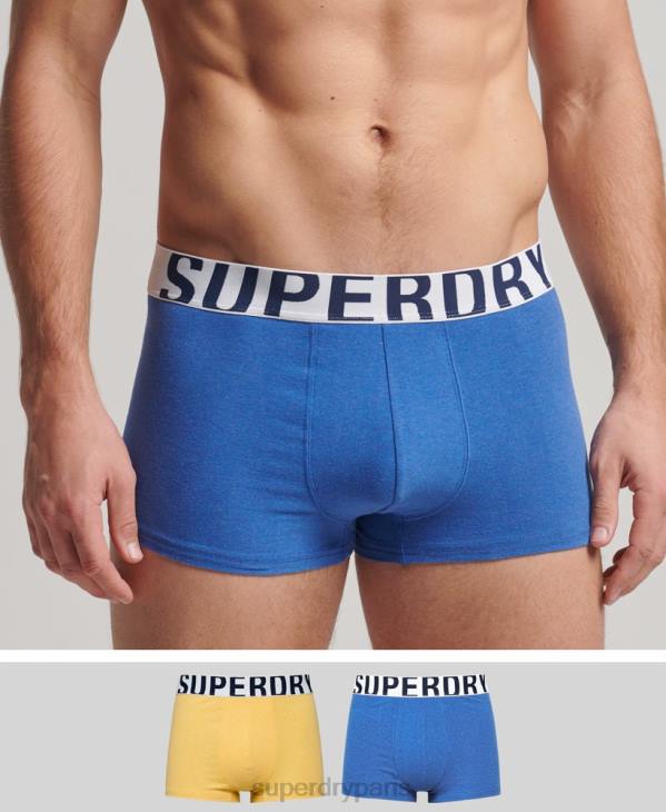 Superdry Hommes lot de deux boxer logo en coton bio D64Z1798 vêtements bleu