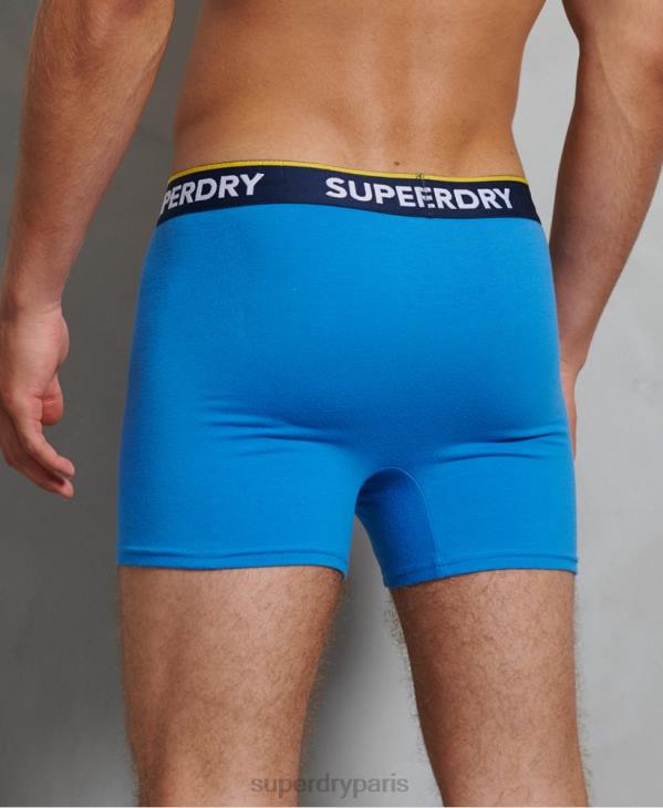 Superdry Hommes lot de deux boxers classiques en coton bio D64Z1850 vêtements bleu