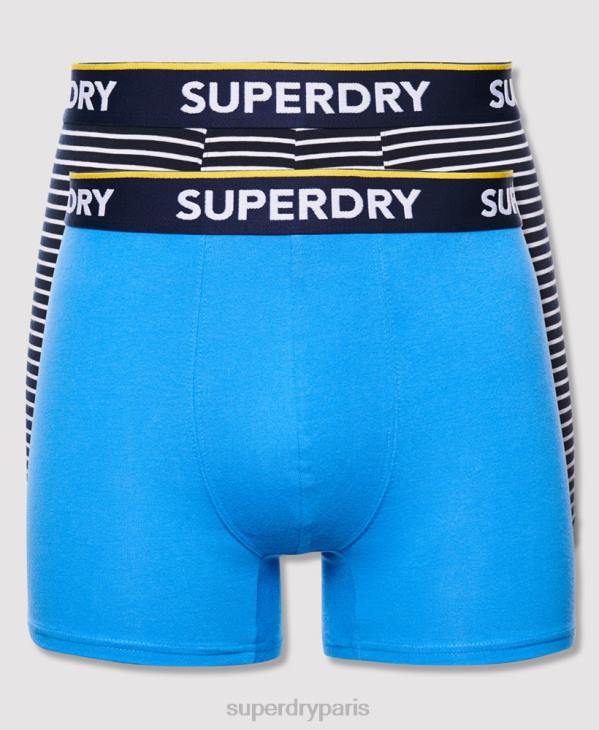 Superdry Hommes lot de deux boxers classiques en coton bio D64Z1850 vêtements bleu