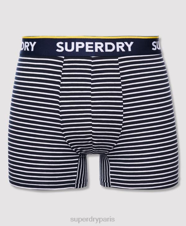 Superdry Hommes lot de deux boxers classiques en coton bio D64Z1850 vêtements bleu