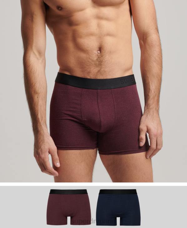 Superdry Hommes lot de deux boxers compensés en coton bio D64Z1636 vêtements marine