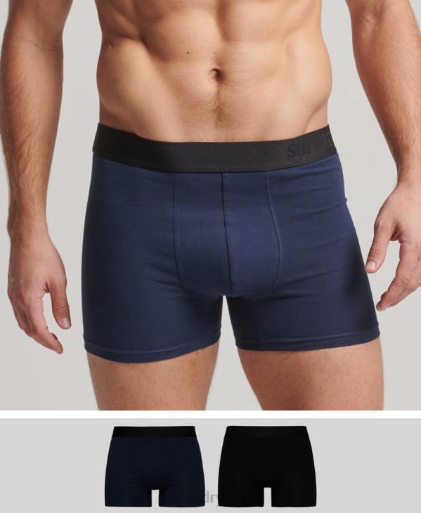 Superdry Hommes lot de deux boxers compensés en coton bio D64Z1637 vêtements noir