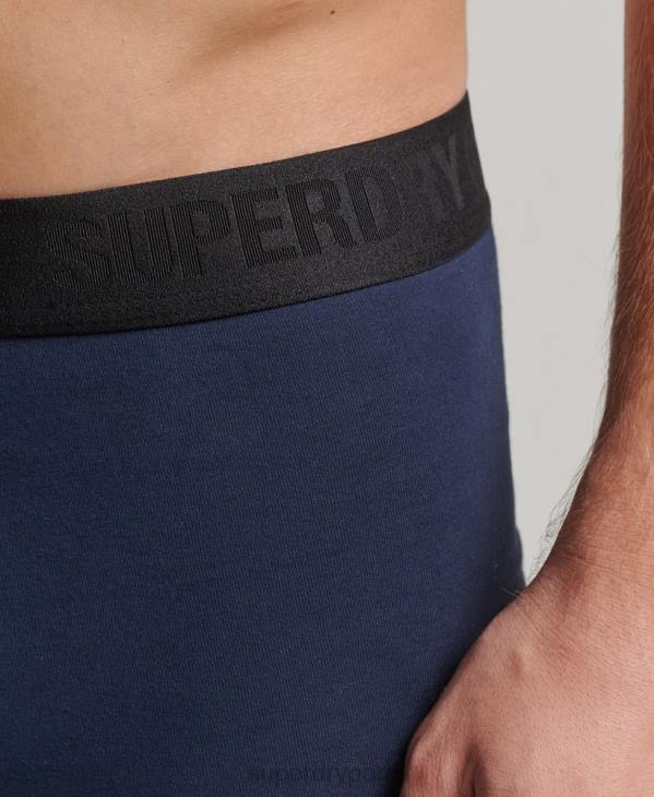 Superdry Hommes lot de deux boxers compensés en coton bio D64Z1637 vêtements noir
