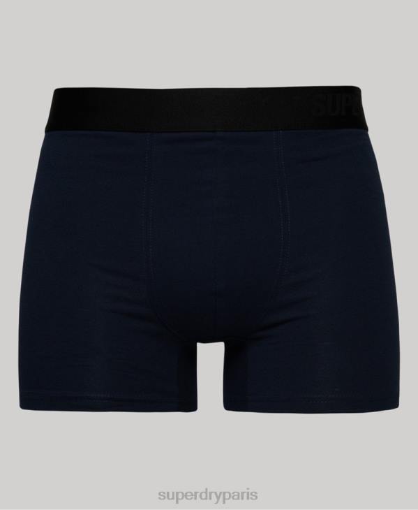 Superdry Hommes lot de deux boxers compensés en coton bio D64Z1637 vêtements noir