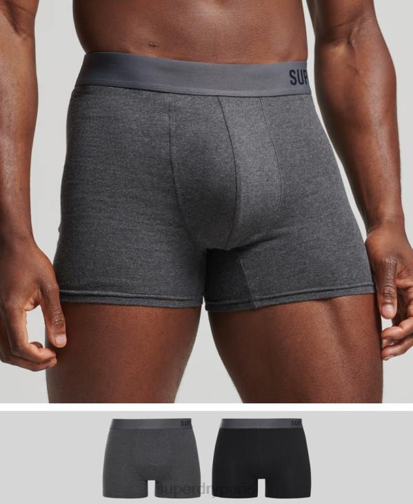 Superdry Hommes lot de deux boxers compensés en coton bio D64Z1824 vêtements noir