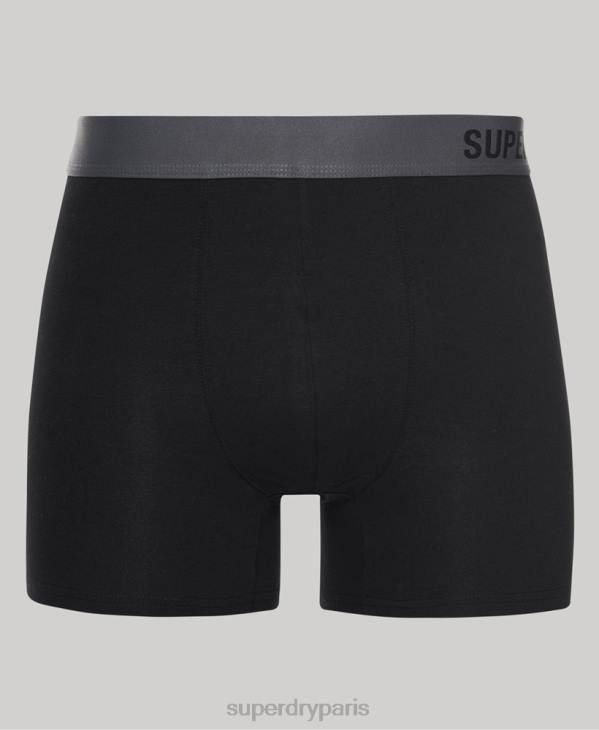 Superdry Hommes lot de deux boxers compensés en coton bio D64Z1824 vêtements noir
