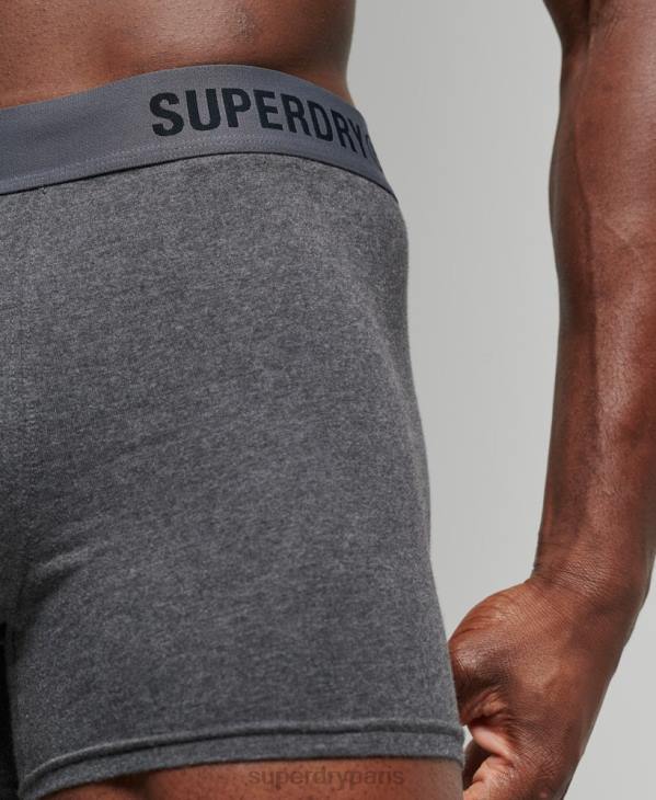 Superdry Hommes lot de deux boxers compensés en coton bio D64Z1824 vêtements noir