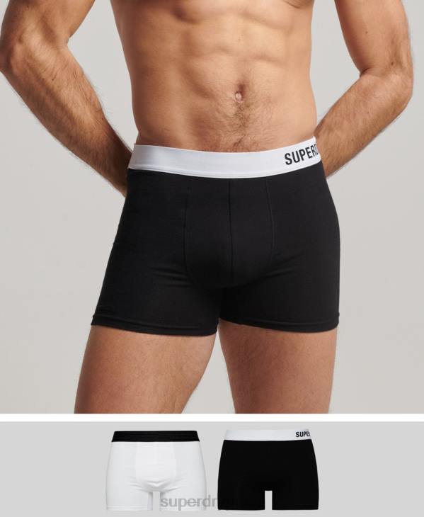 Superdry Hommes lot de deux boxers compensés en coton bio D64Z1836 vêtements noir