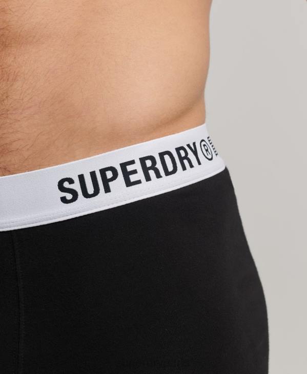 Superdry Hommes lot de deux boxers compensés en coton bio D64Z1836 vêtements noir