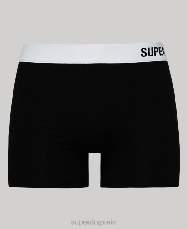 Superdry Hommes lot de deux boxers compensés en coton bio D64Z1836 vêtements noir