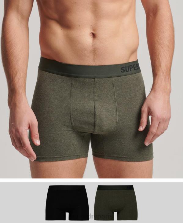 Superdry Hommes lot de deux boxers compensés en coton bio D64Z1864 vêtements noir
