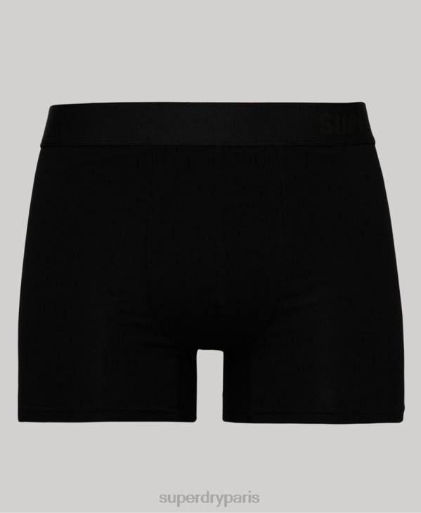 Superdry Hommes lot de deux boxers compensés en coton bio D64Z1864 vêtements noir