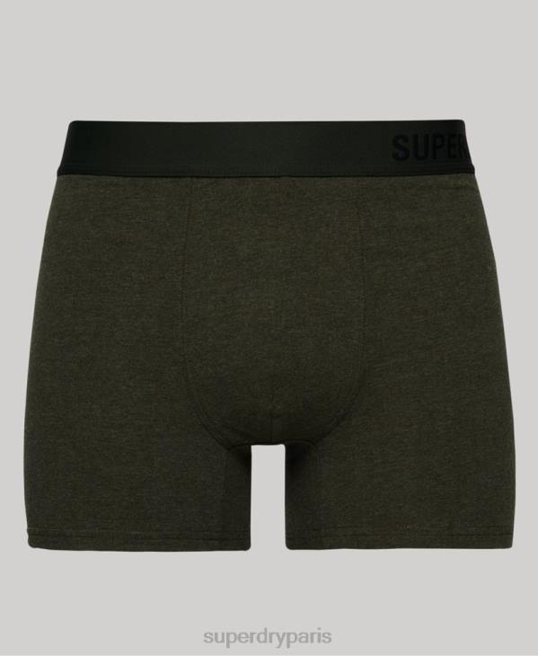 Superdry Hommes lot de deux boxers compensés en coton bio D64Z1864 vêtements noir