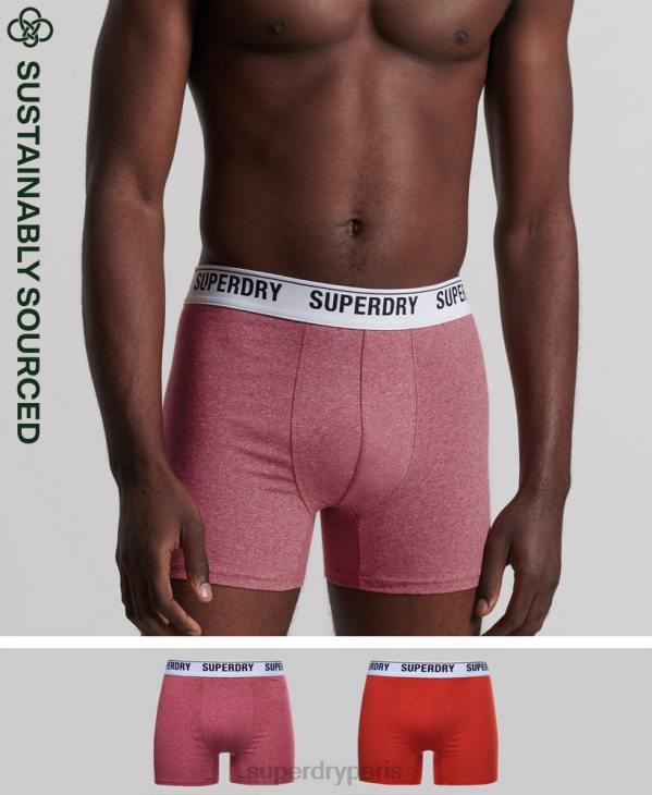 Superdry Hommes lot de deux boxers en coton bio D64Z1638 vêtements orange