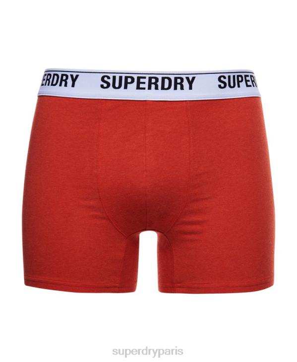 Superdry Hommes lot de deux boxers en coton bio D64Z1638 vêtements orange