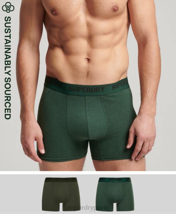 Superdry Hommes lot de deux boxers en coton bio D64Z1663 vêtements vert